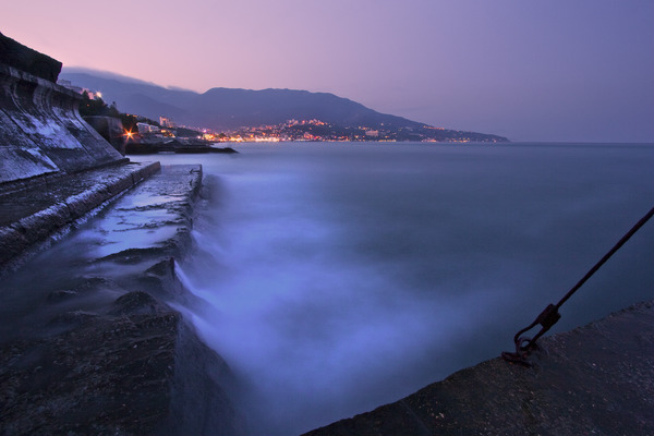 Artem Nosenko: city lights concrete water hill shore