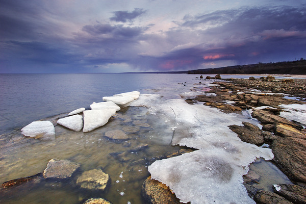 Artem Nosenko: ice stones water rocks shore nature 